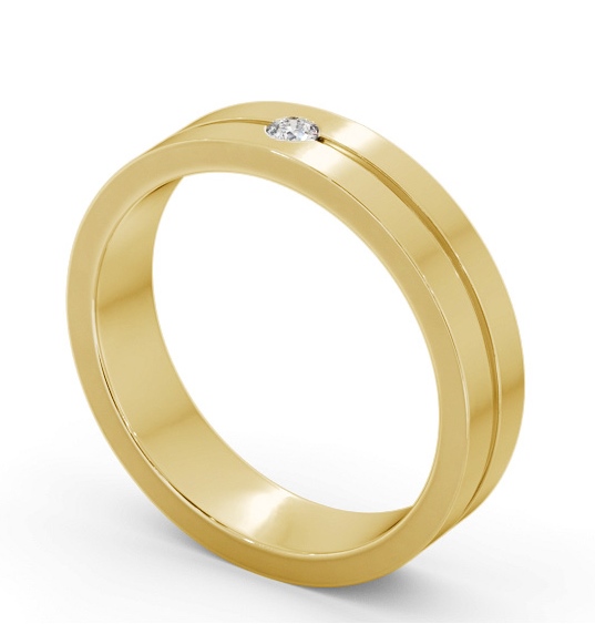 Mens Round Diamond Single Groove Wedding Ring 9K Yellow Gold WBM60_YG_THUMB1