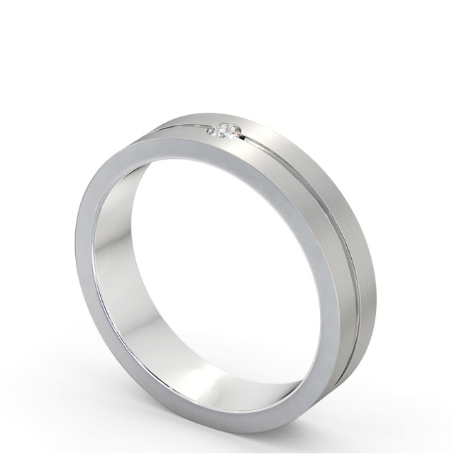 Mens Diamond Wedding Ring 18K White Gold - Hansen (Matt) WBM60B_WG_SIDE
