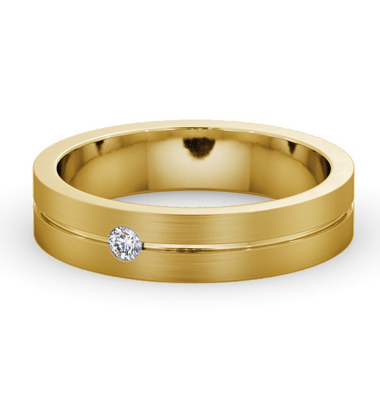  Mens Diamond Wedding Ring 18K Yellow Gold - Hansen (Matt) WBM60B_YG_THUMB2 