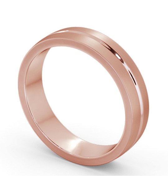 Mens Single Groove with Matt Finish Wedding Ring 18K Rose Gold WBM61B_RG_THUMB1 