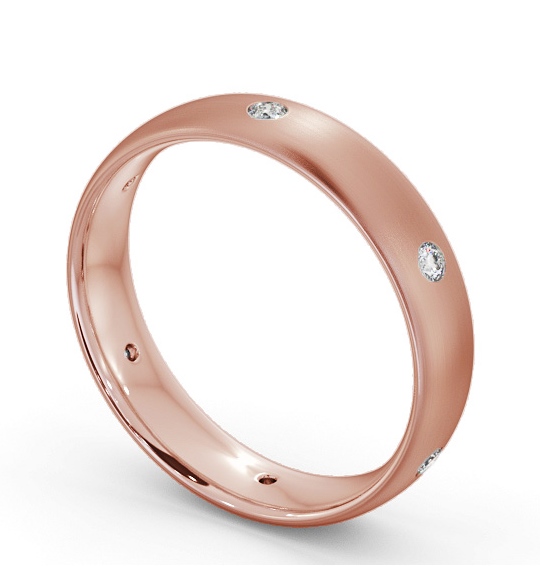 Mens Round Diamond Flush Setting with Matt Finish Wedding Ring 18K Rose Gold WBM62B_RG_THUMB1