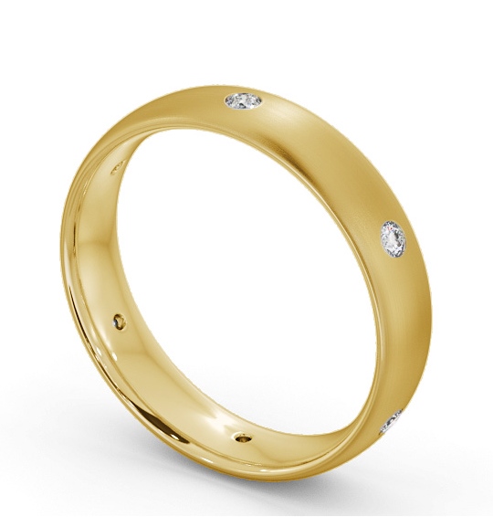 Mens Round Diamond Flush Setting with Matt Finish Wedding Ring 9K Yellow Gold WBM62B_YG_THUMB1