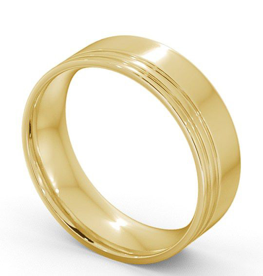 Mens Flat Court Double Groove Wedding Ring 18K Yellow Gold WBM6_YG_THUMB1 