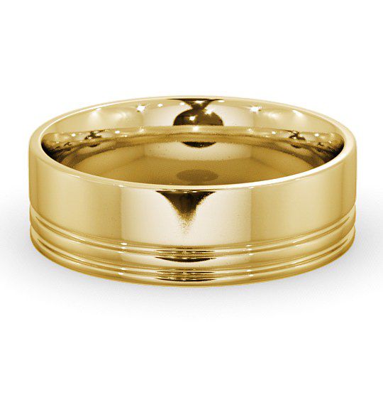  Mens Wedding Ring 9K Yellow Gold - Flat Court Double Groove WBM6_YG_THUMB2 