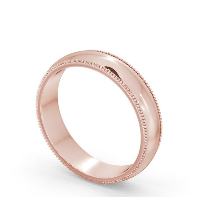 Mens Wedding Ring 18K Rose Gold - D-Shape With Grain