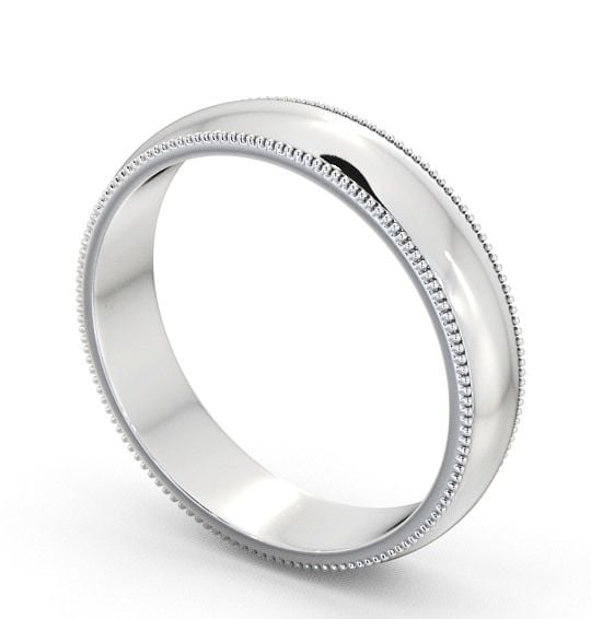Mens Wedding Ring 9K White Gold - D-Shape With Grain WBM7_WG_THUMB1