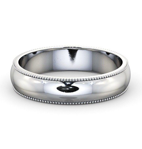 Mens D Shape with Milgrain Wedding Ring 18K White Gold WBM7_WG_THUMB2 