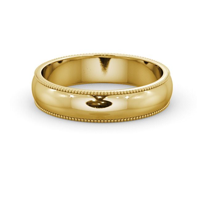 Mens Wedding Ring 9K Yellow Gold - D-Shape With Grain WBM7_YG_FLAT