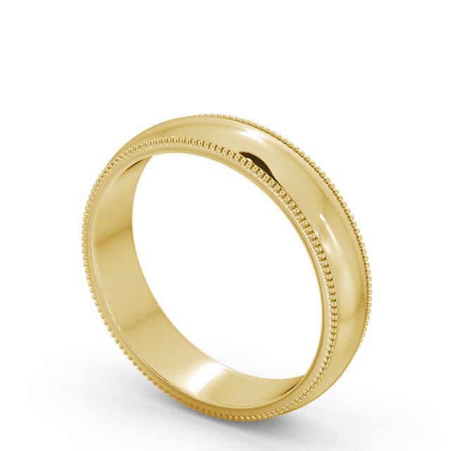 Mens Wedding Ring 9K Yellow Gold - D-Shape With Grain