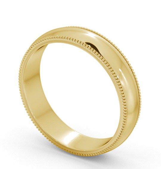 Mens Wedding Ring 9K Yellow Gold - D-Shape With Grain WBM7_YG_THUMB1