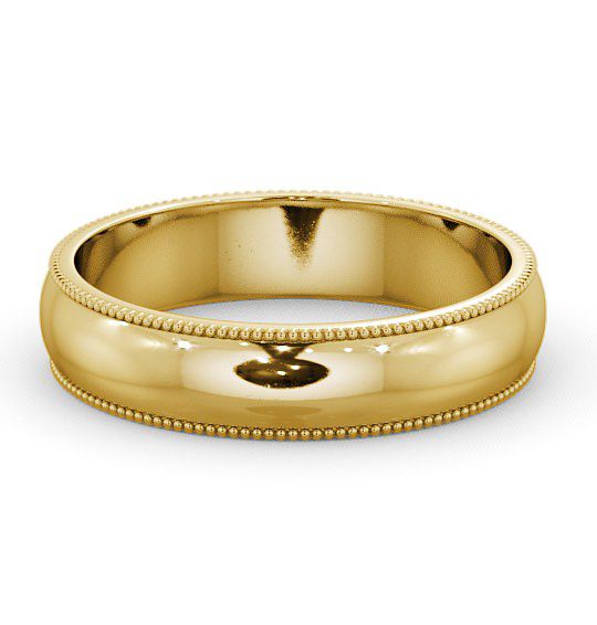 Mens D Shape with Milgrain Wedding Ring 18K Yellow Gold WBM7_YG_THUMB2 