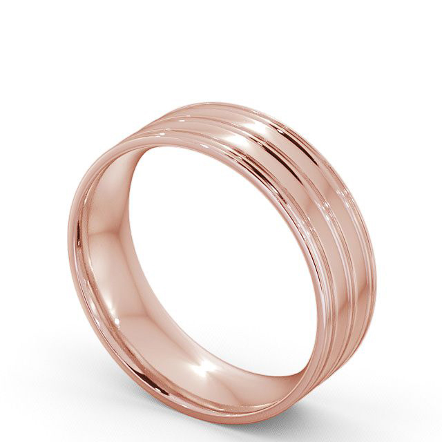 Mens Grooved Wedding Ring 9K Rose Gold - Raithby WBM8_RG_SIDE