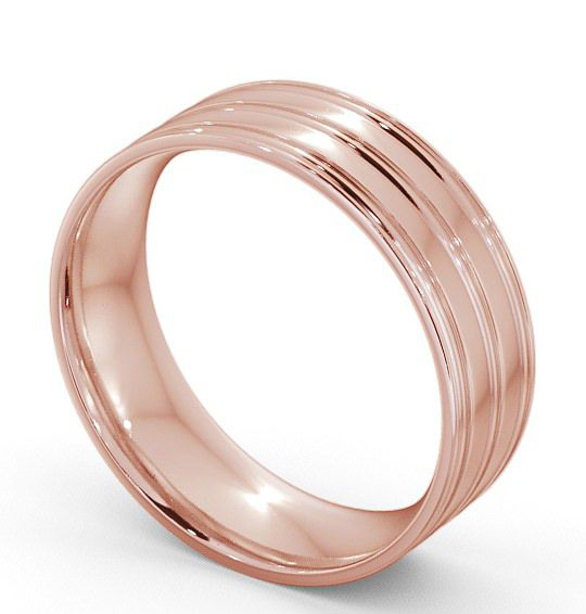  Mens Grooved Wedding Ring 9K Rose Gold - Raithby WBM8_RG_THUMB1 