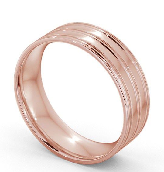 Mens Treble Grooved Flat Court Wedding Ring 18K Rose Gold WBM8_RG_THUMB1 