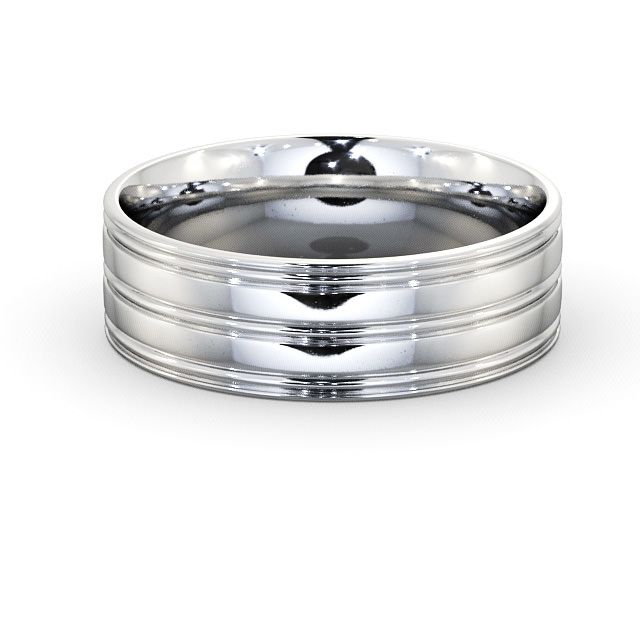 Mens Grooved Wedding Ring Platinum - Raithby WBM8_WG_FLAT