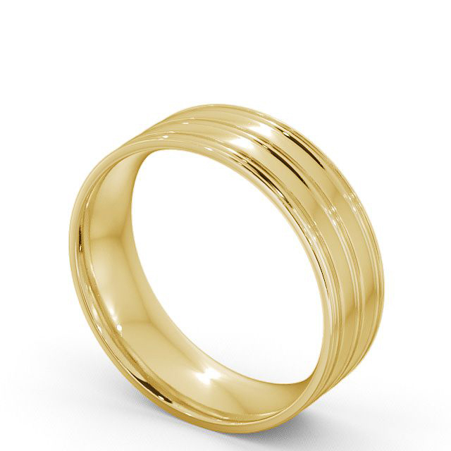 Mens Grooved Wedding Ring 9K Yellow Gold - Raithby WBM8_YG_SIDE