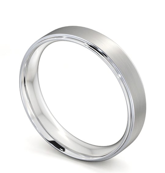 Mens Side Step Design with Matt Finish Wedding Ring 18K White Gold WBM9B_WG_THUMB1 