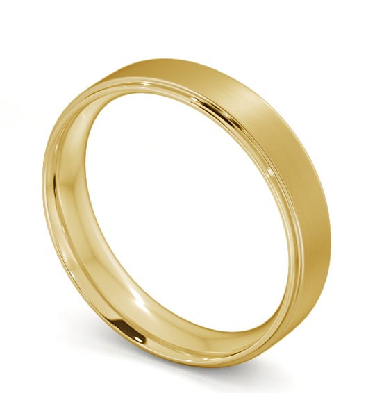 Mens Side Step Design with Matt Finish Wedding Ring 18K Yellow Gold WBM9B_YG_THUMB1 